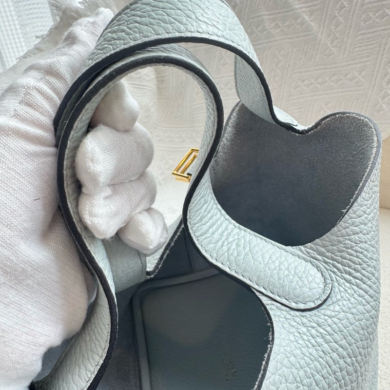 Hermes愛馬仕 picotin 菜籃子 18寸 togo 牛皮聖杯藍 金扣 Z刻2021年-23