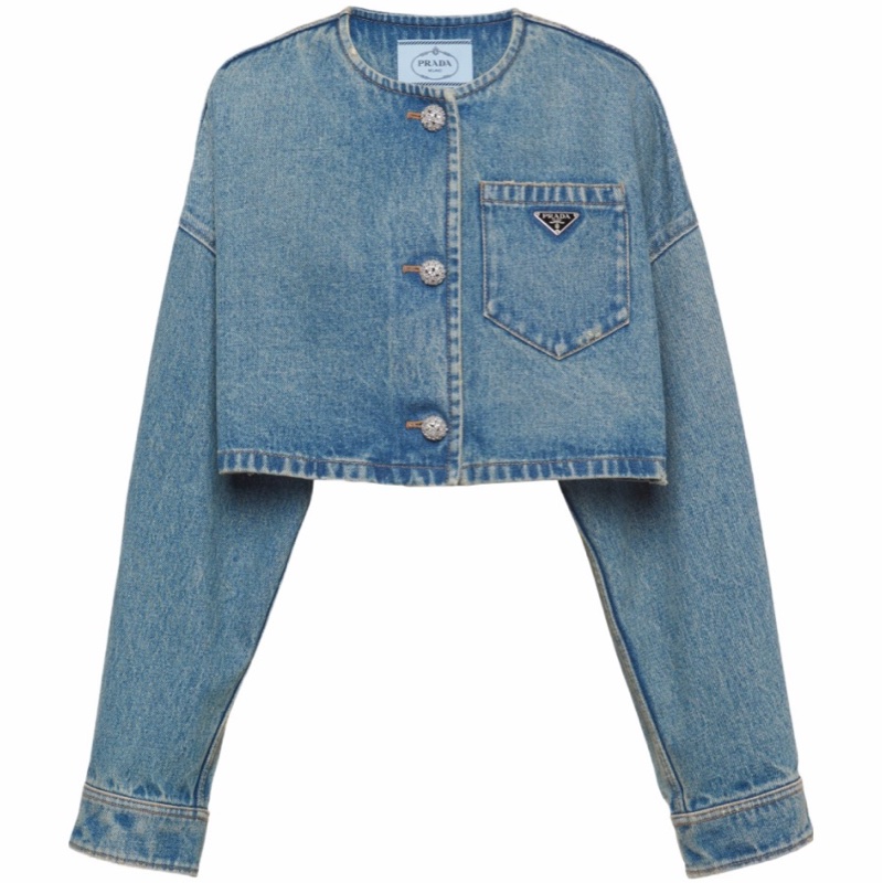 Prada 女士 圓領長袖牛仔外套IT-38 IT-40-0