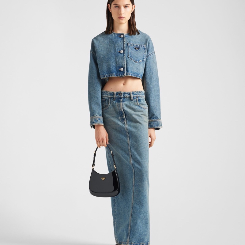 Prada 女士 圓領長袖牛仔外套IT-38 IT-40-1