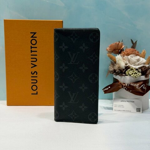 LV 經典BRAZZA 黑花對開長夾