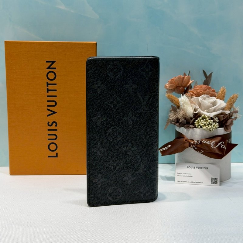 LV 經典BRAZZA 黑花對開長夾-1