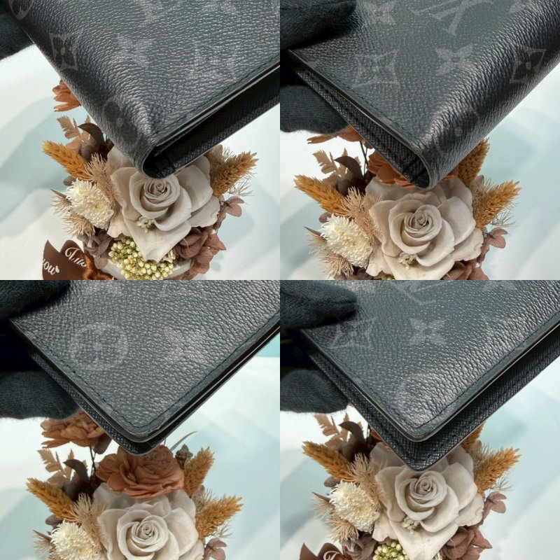 LV 經典BRAZZA 黑花對開長夾-7