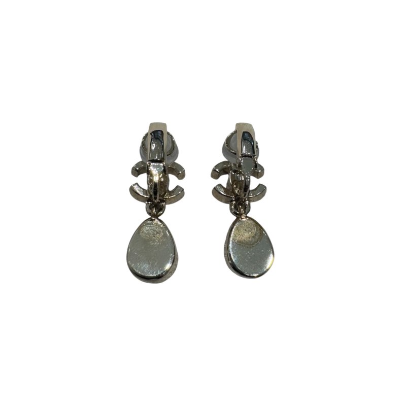 CHANEL 香奈兒 垂水晶耳夾 淡金-4