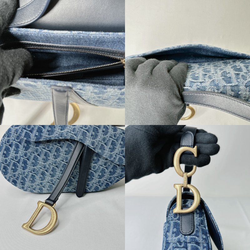 DIOR 全新Oblique緹花刺繡單寧馬鞍包-8