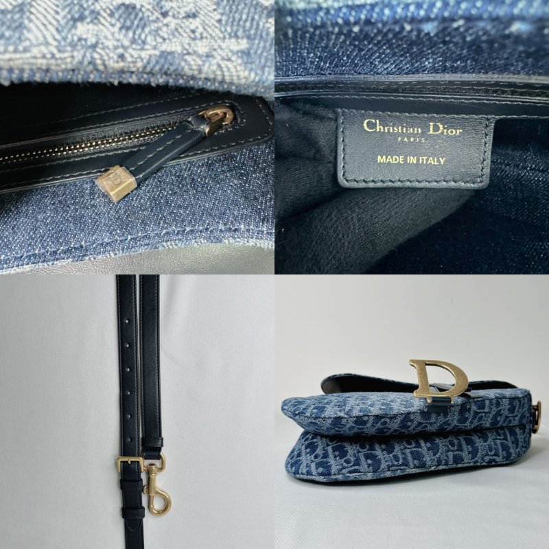 DIOR 全新Oblique緹花刺繡單寧馬鞍包-9