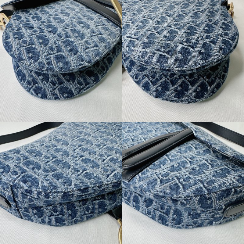 DIOR 全新Oblique緹花刺繡單寧馬鞍包-10