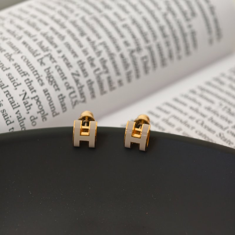 愛馬仕 Hermes popmini 耳釘奶茶色-3