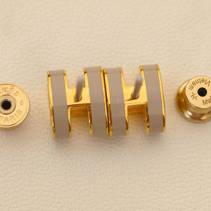 愛馬仕 Hermes popmini 耳釘奶茶色-8