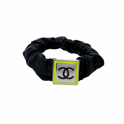 CHANEL CC 皮革 彈性 束髮橡筋