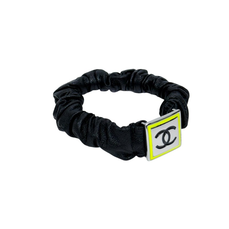 CHANEL CC 皮革 彈性 束髮橡筋-1