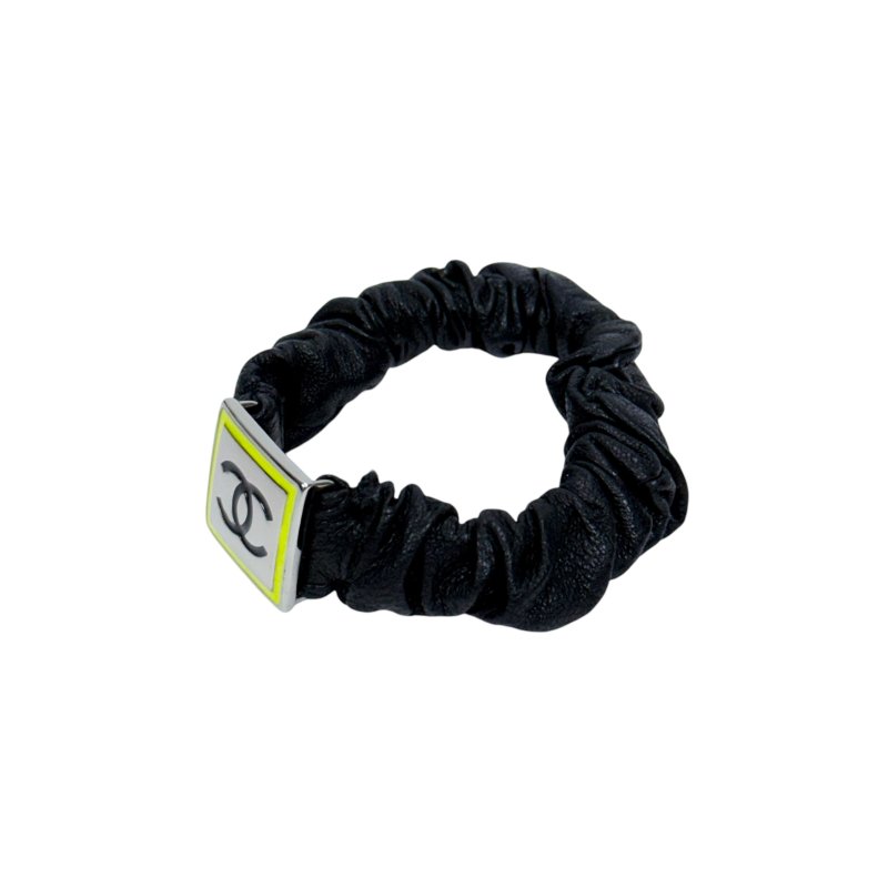 CHANEL CC 皮革 彈性 束髮橡筋-5