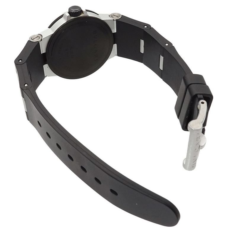 寶格麗 (BVLGARI) AL32TA 鋁合金女士腕錶，鑲嵌 18 顆鑽石，日期顯示，黑色石英機芯-3