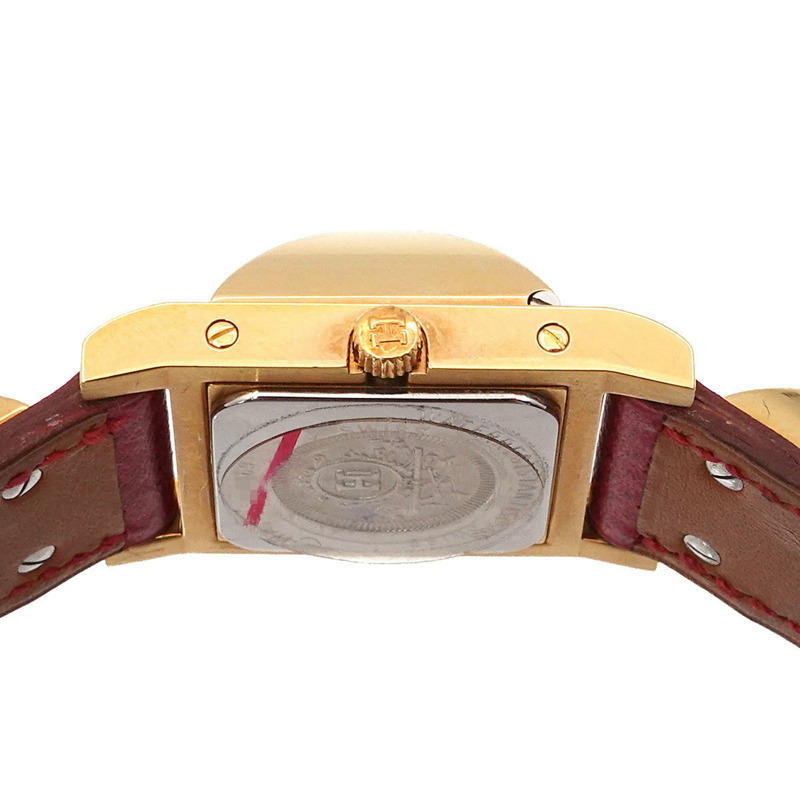 愛馬仕 Medor 女士金字塔金鉚釘腕錶，白色和紅色皮革錶帶，石英機芯-5