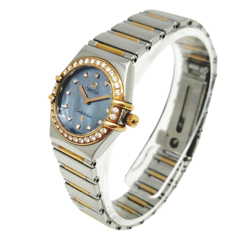 歐米茄星座系列 My Choice 美國限量版(1499 枚)K18PG 精鋼錶殼,鑲鑽藍色錶盤,型號 1357.77 女士腕錶-1