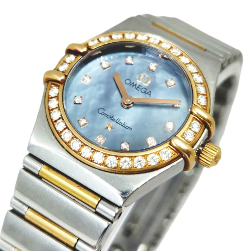 歐米茄星座系列 My Choice 美國限量版(1499 枚)K18PG 精鋼錶殼,鑲鑽藍色錶盤,型號 1357.77 女士腕錶-3