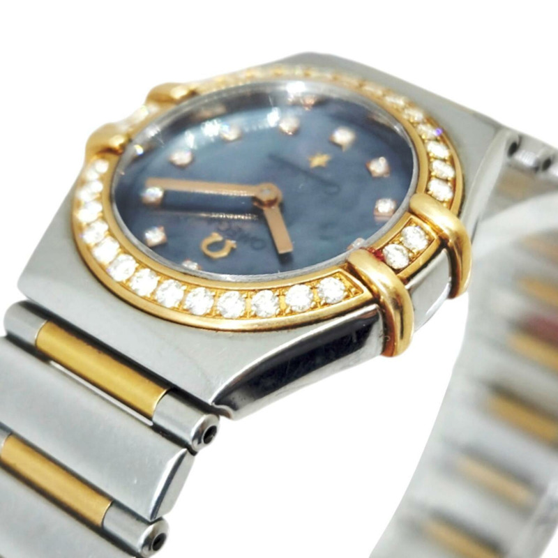 歐米茄星座系列 My Choice 美國限量版(1499 枚)K18PG 精鋼錶殼,鑲鑽藍色錶盤,型號 1357.77 女士腕錶-4