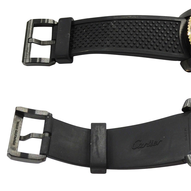 卡地亞 Calibre Diver 男士腕錶，碳纖維錶殼，日期顯示，自動上鍊，型號 AT W2CA0004，橡膠錶帶，PG 材質，玫瑰金錶殼，黑色錶盤-3