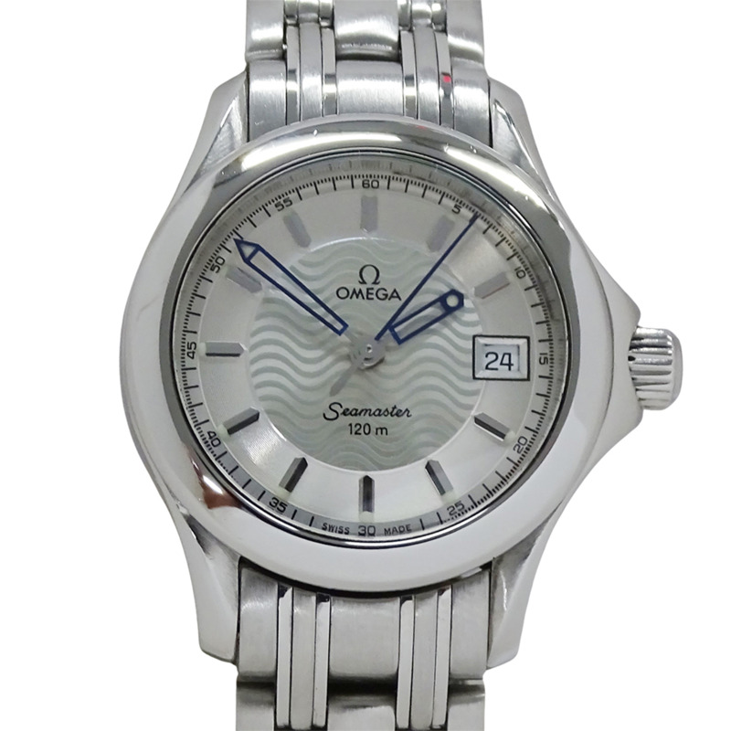 歐米茄海馬系列2571.31女錶，120公尺防水，日期顯示，石英機芯，QZ系列，不鏽鋼錶殼，銀色，拋光處理-1