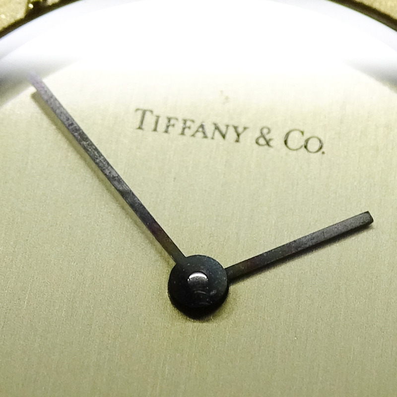 Tiffany & Co.) 女士 Atlas 石英腕錶，QZ 750YG，18K 金，黑色皮革錶帶，拋光，L0630-5