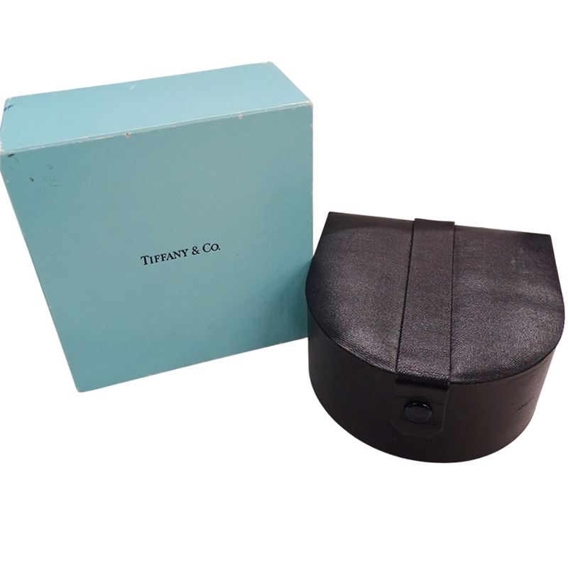 Tiffany & Co.) 女士 Atlas 石英腕錶，QZ 750YG，18K 金，黑色皮革錶帶，拋光，L0630-7