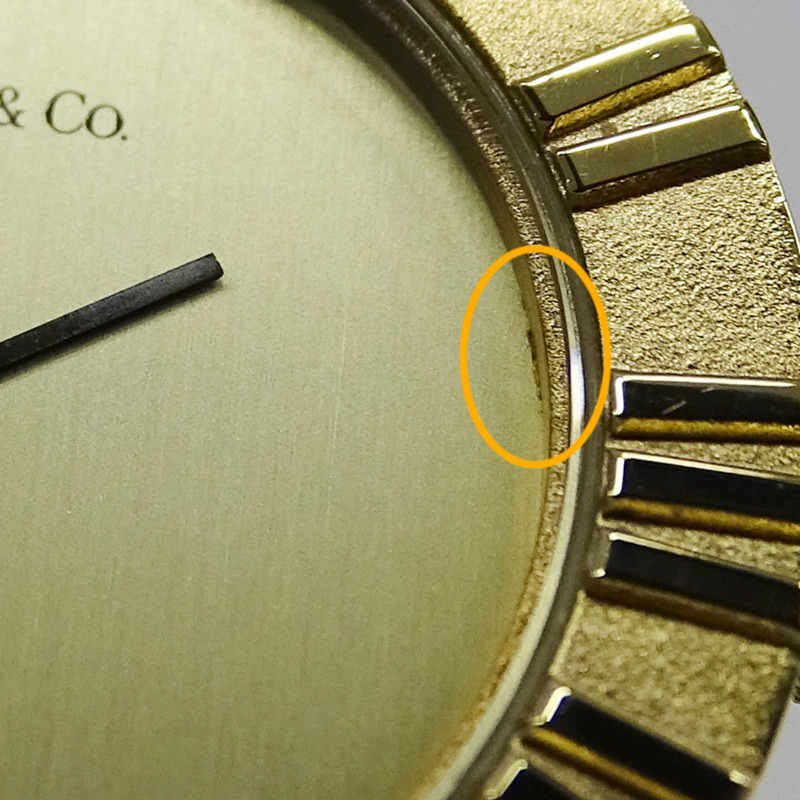 Tiffany & Co.) 女士 Atlas 石英腕錶，QZ 750YG，18K 金，黑色皮革錶帶，拋光，L0630-8