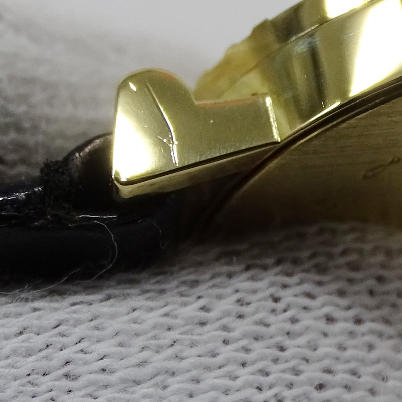 Tiffany & Co.) 女士 Atlas 石英腕錶，QZ 750YG，18K 金，黑色皮革錶帶，拋光，L0630-13