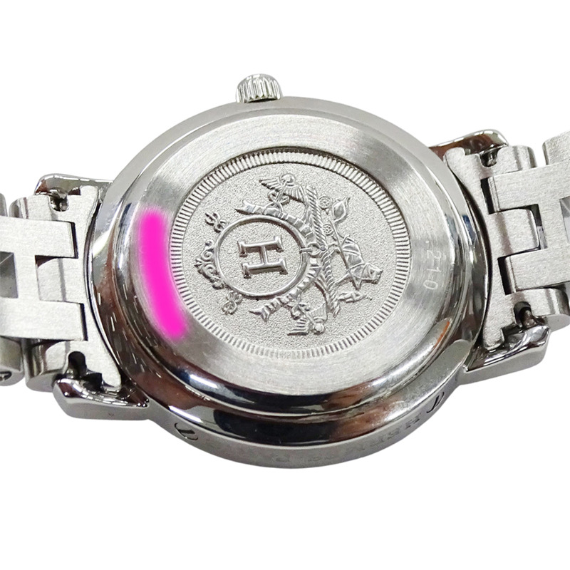 愛馬仕 Clipper Date 女士石英腕錶，不鏽鋼材質，CL4.210，銀/白色，拋光處理-6