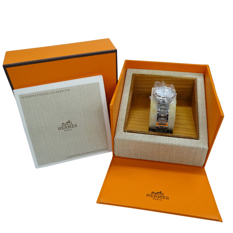 愛馬仕 Clipper Date 女士石英腕錶，不鏽鋼材質，CL4.210，銀/白色，拋光處理-7