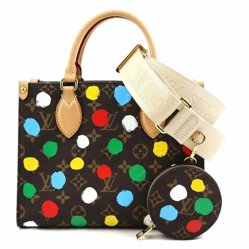 路易威登 On the Go PM Monogram 帆布手提包/單肩包,棕色和多色拼接 (LV x YK) - 女士款,M46380,免運費,90238k-0