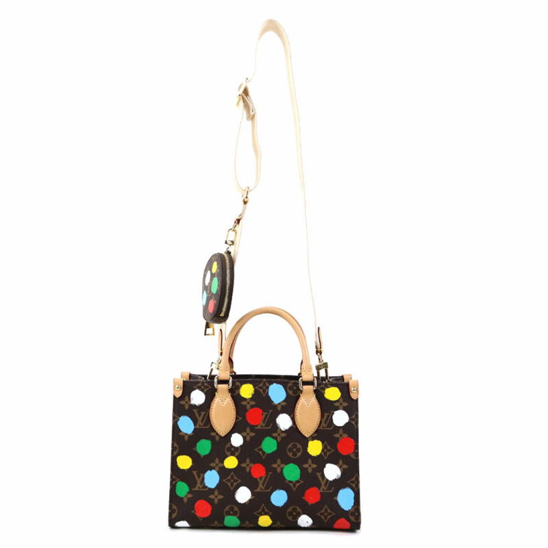 路易威登 On the Go PM Monogram 帆布手提包/單肩包,棕色和多色拼接 (LV x YK) - 女士款,M46380,免運費,90238k-14