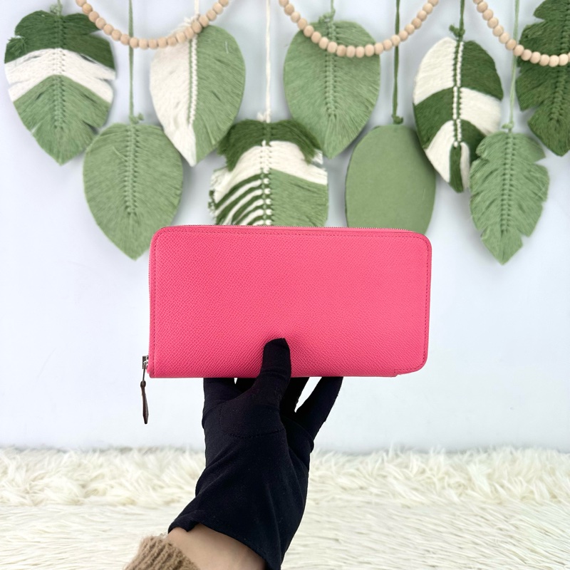 HERMES Silk’In classic 粉紅色 絲巾長銀包 T Stamp Epsom皮-0