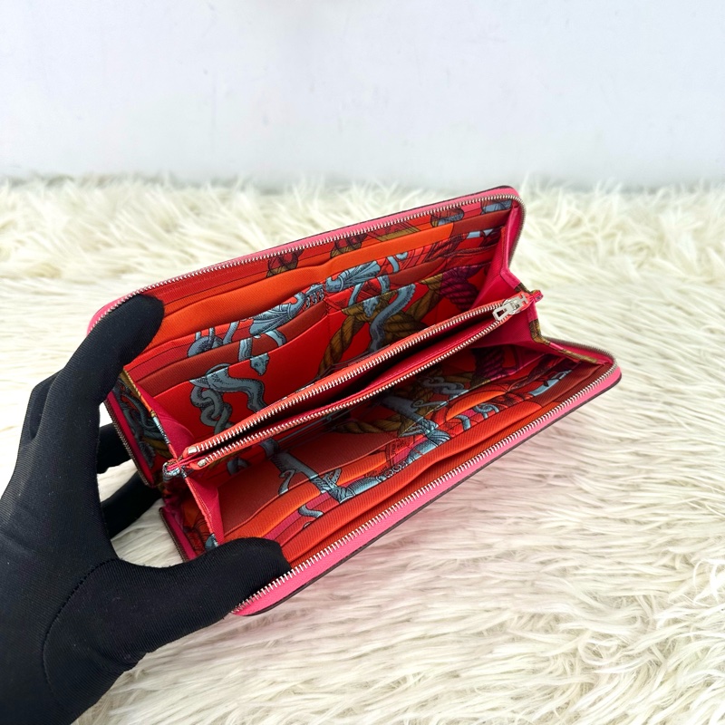 HERMES Silk’In classic 粉紅色 絲巾長銀包 T Stamp Epsom皮-4