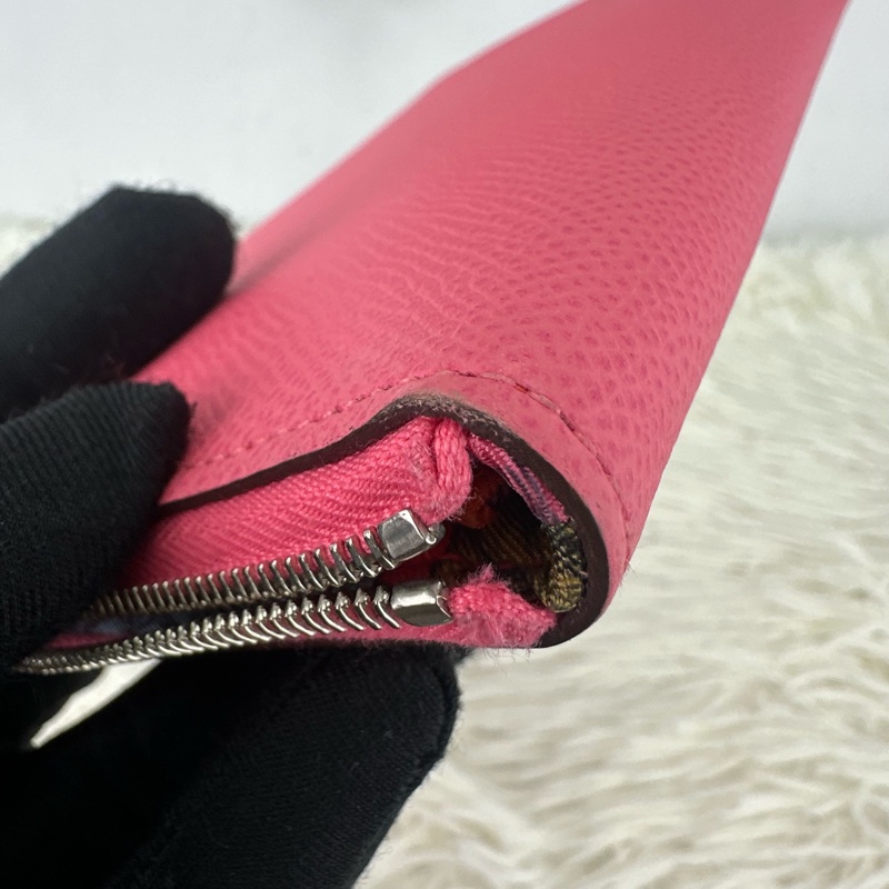 HERMES Silk’In classic 粉紅色 絲巾長銀包 T Stamp Epsom皮-5