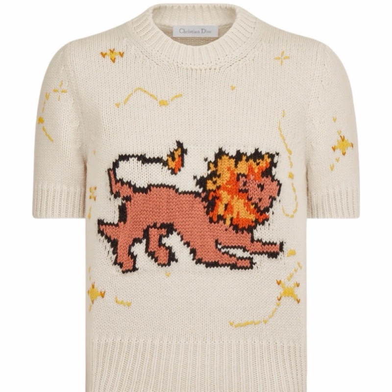 Dior 女士 圖案鉗花短袖針織毛衣FR-34碼-0
