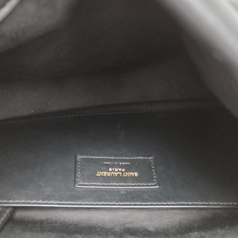 YSL JAMIE43Logo標識鏈條單肩包黑色羊皮金扣-5