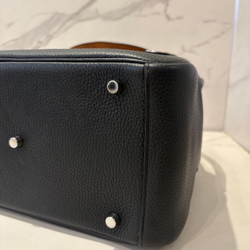 Hermes黑拼棕Lindy 30cm-9