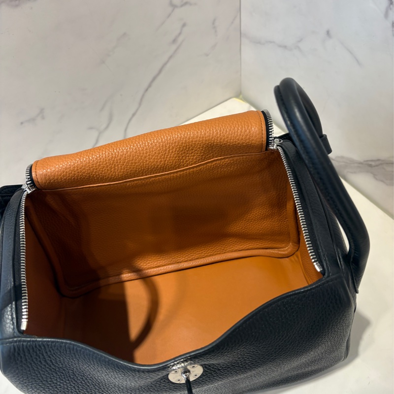 Hermes黑拼棕Lindy 30cm-13