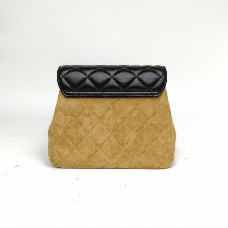 CHANEL 25A手工坊豎版口蓋包拼色羊皮/麂皮肩背包-2