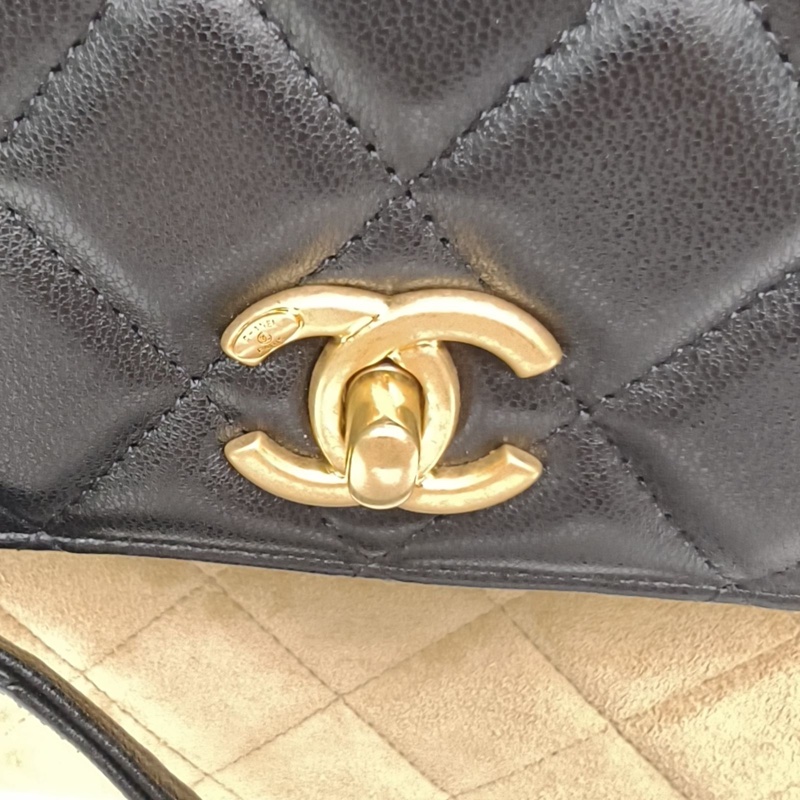 CHANEL 25A手工坊豎版口蓋包拼色羊皮/麂皮肩背包-4