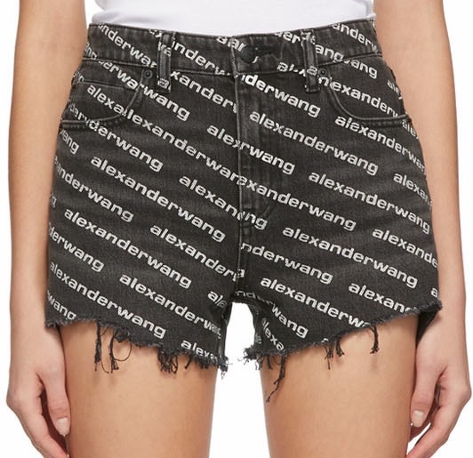 Alexander Wang 女士 BITE 徽標裝飾灰色做舊牛仔短褲24 25 26 27 28碼-5