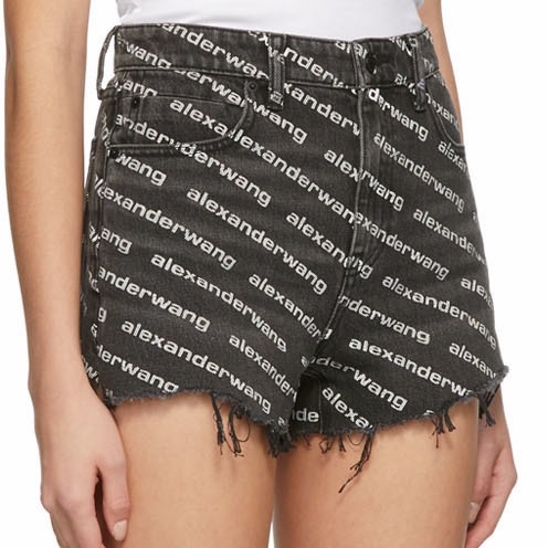Alexander Wang 女士 BITE 徽標裝飾灰色做舊牛仔短褲24 25 26 27 28碼-6