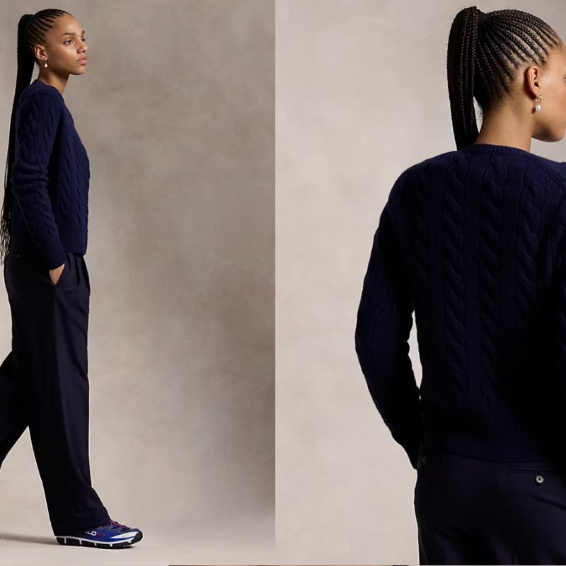 Polo Ralph Lauren 絞花針織羊毛喀什米爾羊毛混紡開襟衫-4