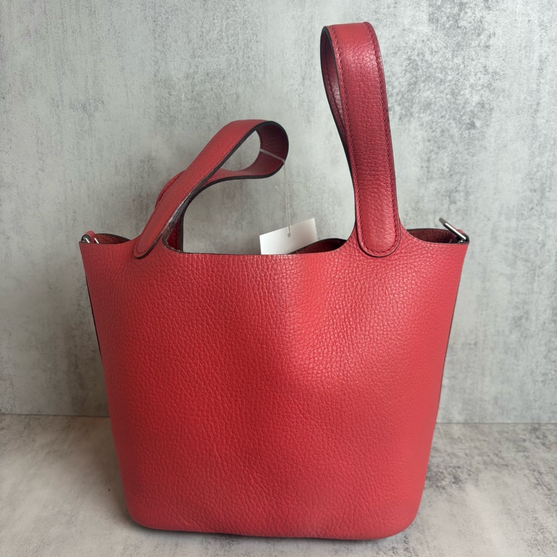 HERMES PICTON18銀扣 T5 薔薇粉 N刻 菜籃子-3