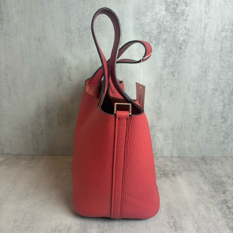 HERMES PICTON18銀扣 T5 薔薇粉 N刻 菜籃子-4