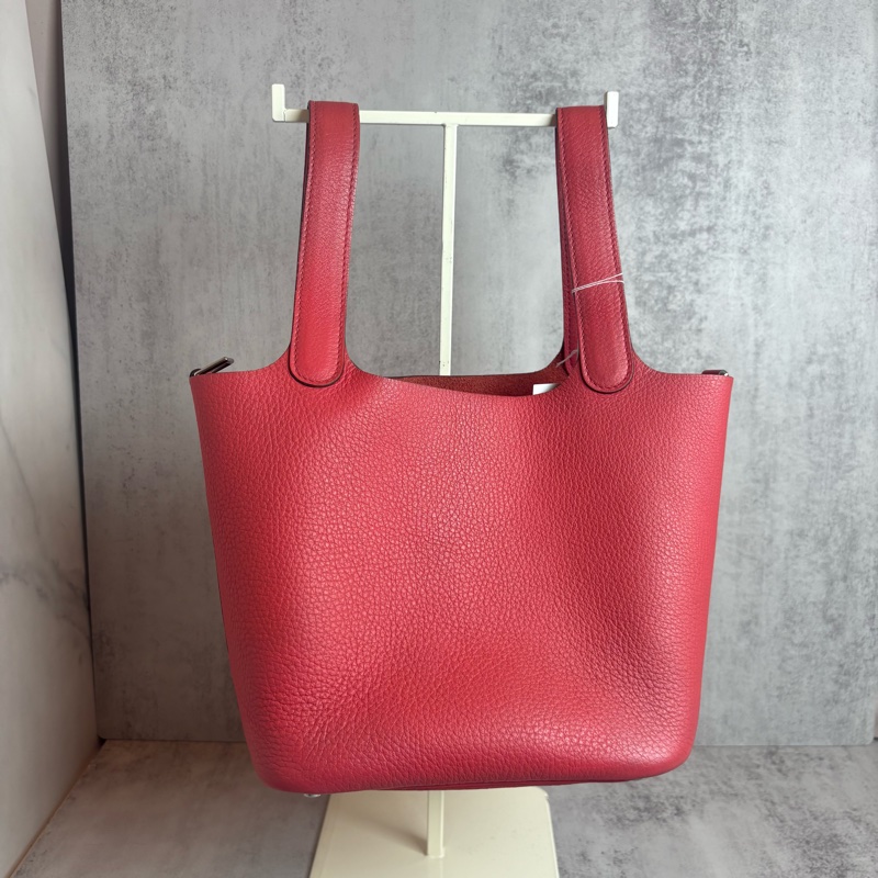 HERMES PICTON18銀扣 T5 薔薇粉 N刻 菜籃子-10