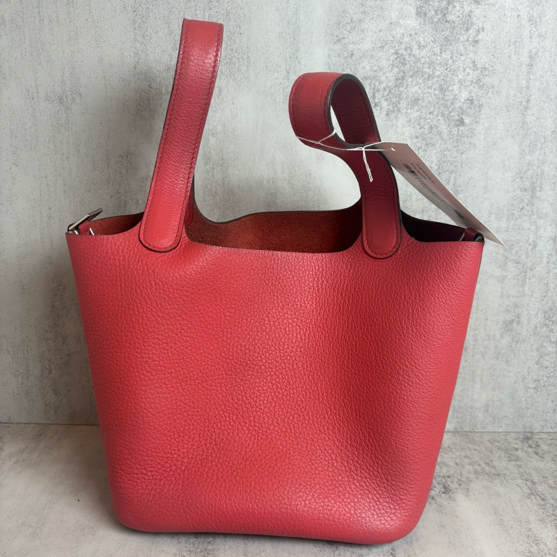 HERMES PICTON18銀扣 T5 薔薇粉 N刻 菜籃子-13