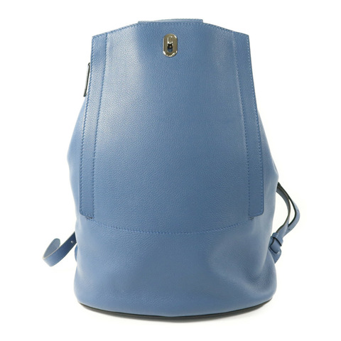 HERMES Evercolor皮革Sac A Dos GR24銀扣背包Bleu Brighton