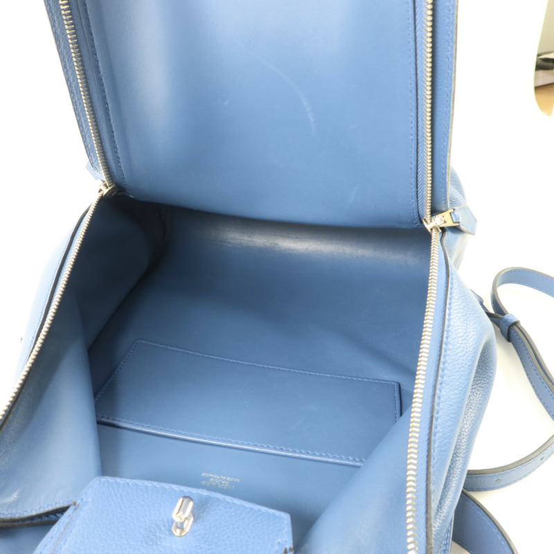 HERMES Evercolor皮革Sac A Dos GR24銀扣背包Bleu Brighton-4