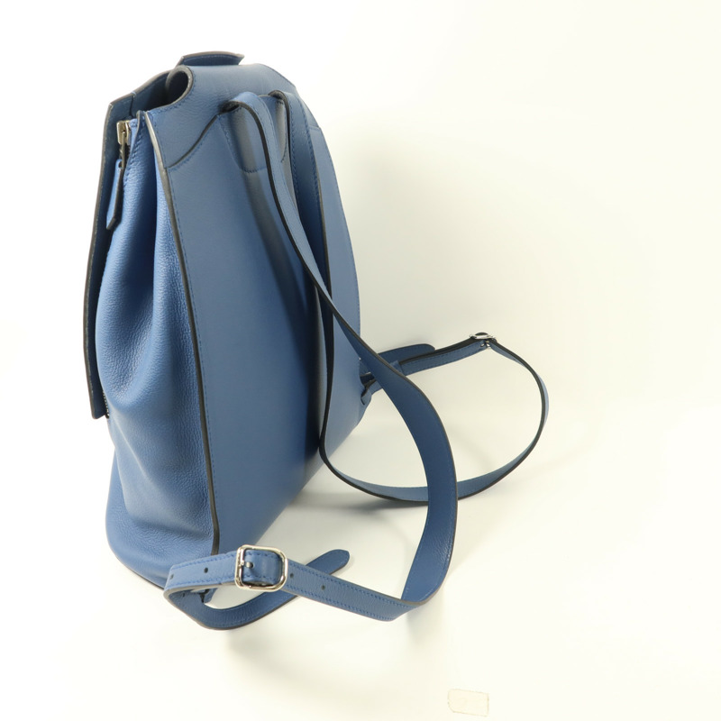 HERMES Evercolor皮革Sac A Dos GR24銀扣背包Bleu Brighton-8