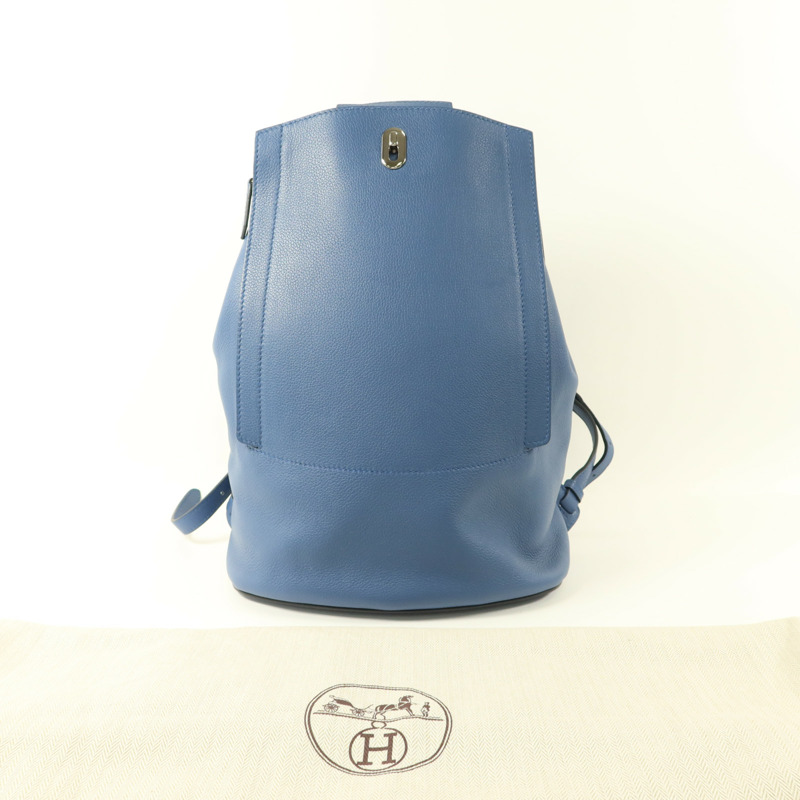 HERMES Evercolor皮革Sac A Dos GR24銀扣背包Bleu Brighton-9